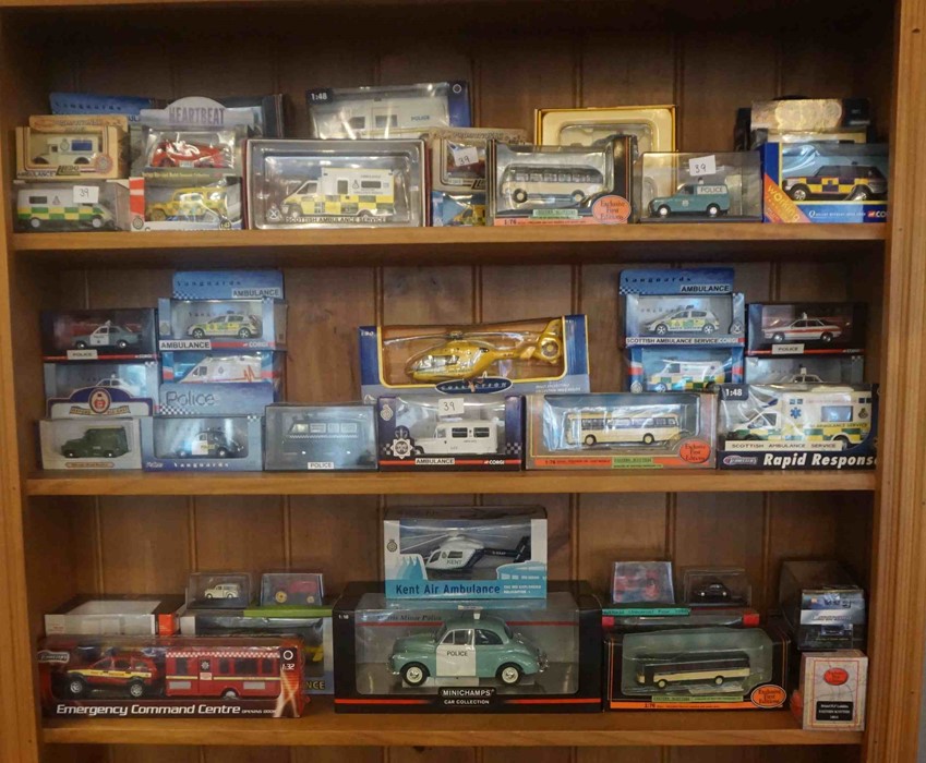 Large Collection of Model Die Cast Vehicles, Mainly to include Police, Ambulance and Fire Service