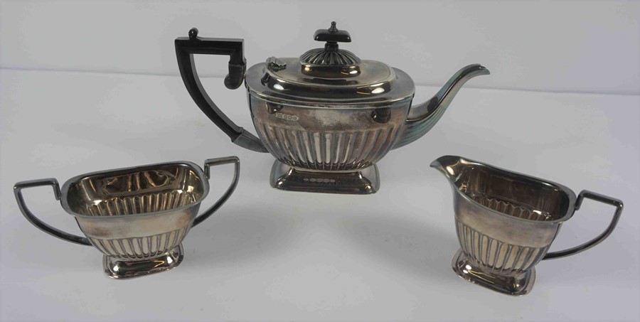 Silver Three Piece Tea Service, Hallmarks for E H Parkin & Co Sheffield, Comprising of a Tea Pot,