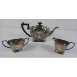 Silver Three Piece Tea Service, Hallmarks for E H Parkin & Co Sheffield, Comprising of a Tea Pot,