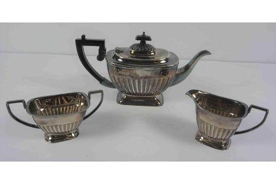 Silver Three Piece Tea Service, Hallmarks for E H Parkin & Co Sheffield, Comprising of a Tea Pot, - Image 1 of 5