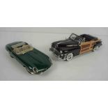 Franklin Mint Precision Model of a 1961 Green Jaguar E Type, Also with a 1948 Chrysler Town &