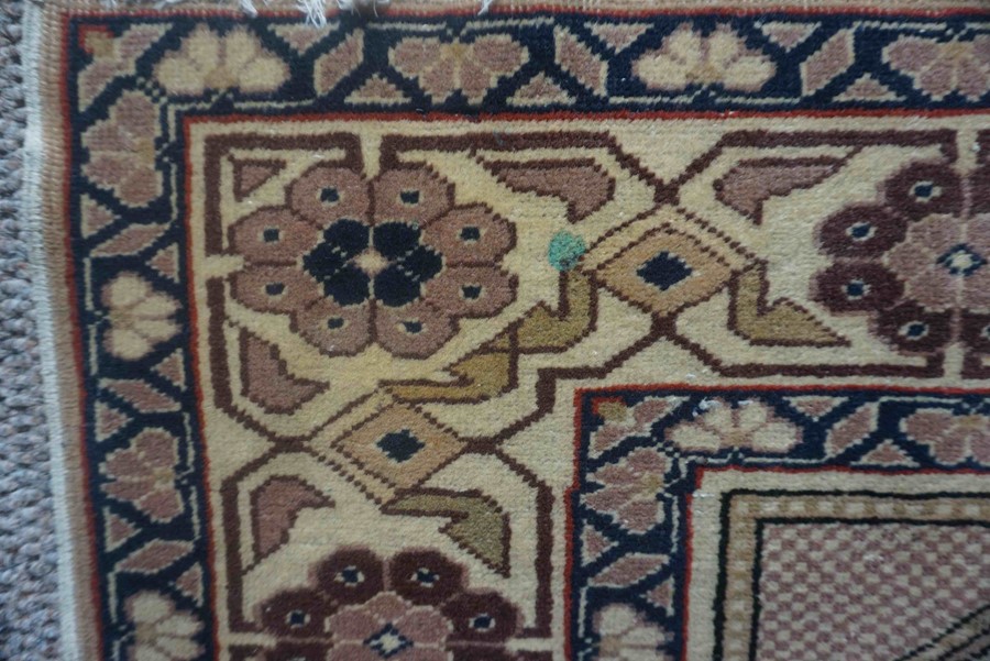 Turkish Herekeh Rug, Decorated with six rows of three Geometric Medallions on a Beige ground, - Image 6 of 7