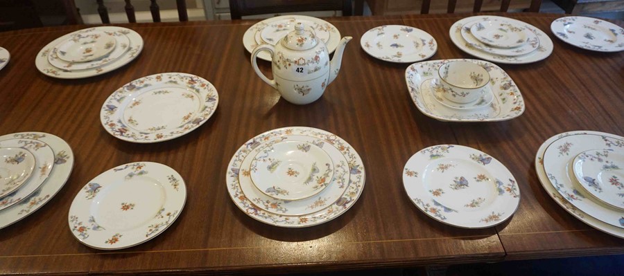 Royal Worcester "Chinese Style" Part Pottery Dinner and Tea Set, Decorated with panels of Pagodas,