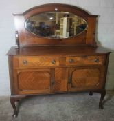 Vintage Mahogany Mirror Back Sideboard, The Mirrored section is raised above two Drawers and two