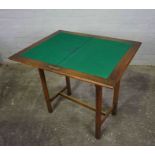 Oak Fold Over Card Table, Having a Swivel top enclosing a Green felt Interior, With a Drawer to