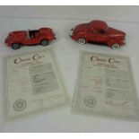Two Danbury Mint Model Classic Cars, Comprising of a 1958 Ferrari Red 250 Testa Rossa, Body style