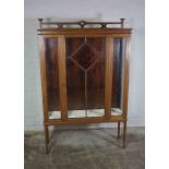 Edwardian Mahogany Display Cabinet, Having a Glazed Door, Raised on Tapered legs, 166cm high,