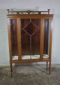 Edwardian Mahogany Display Cabinet, Having a Glazed Door, Raised on Tapered legs, 166cm high,
