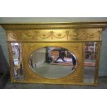 Regency Style Gilt Overmantel Mirror, (20th century) 82cm high, 132cm wide