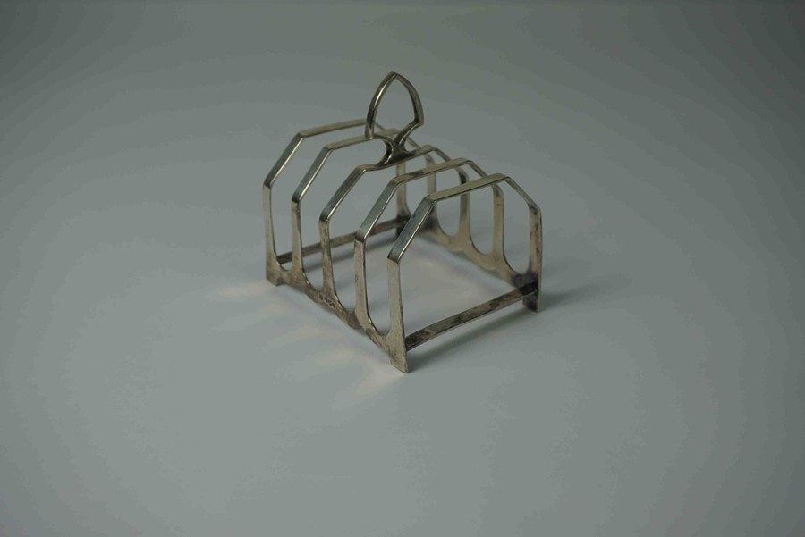 Silver Four Bar Toast Rack, Hallmarks for Sheffield, 2.85 ozt, 9.5cm wide