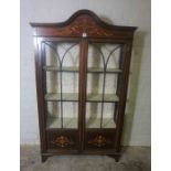 Edwardian Mahogany Display Cabinet, Having two Glazed Doors enclosing a Shelved interior, 152cm