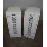 Pair of Metal Filing Cabinets, Both having Ten small Drawers, 73cm high, 28cm wide, 41cm deep, (2)
