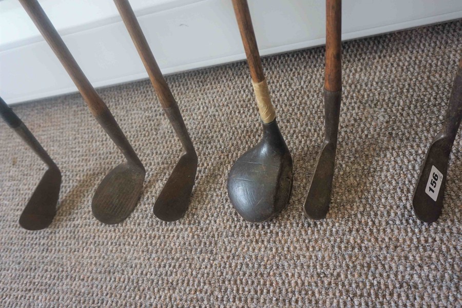 Six Vintage Hickory Shafted Golf Clubs, Makers names worn, To include a 2 Iron, Wooden Headed - Image 4 of 4
