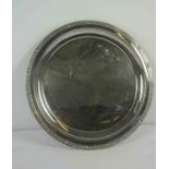 Modern Silver Circular Tray, Hallmarks for Sheffield, Makers marks R & S Ltd, Year date X, Decorated