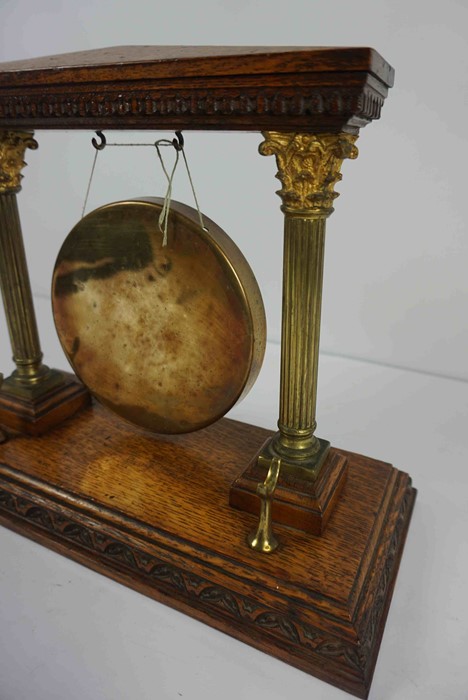 Oak and Brass Dinner Gong, 26cm high, 32.5cm wide, 15.5cm deepCondition reportThe age is - Image 2 of 4