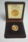 1981 Proof Sovereign Gold Coin, Queen Elizabeth II Bust to the Obverse, With Britannia to the