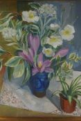 Anne Carrick (Scottish 1919-2005) "Still Life of Flowers in a Vase" Oil on Panel, 49cm x 49cm