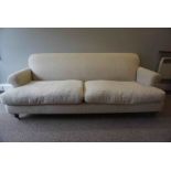 Modern Fabric Two Seater Sofa, Raised on Castors, 81cm high, 223cm wide, 104cm deepCondition