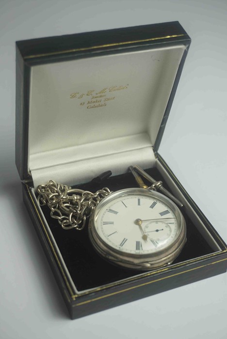 Victorian Silver Cased Pocket Watch, Having a white Enamel dial with Subsidiary seconds dial, With a - Image 2 of 4