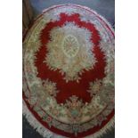 Chinese Style Rug, Decorated with Floral Medallions and Motifs on a Red ground, 290cm x 190cm