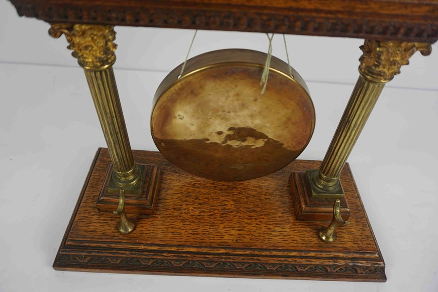 Oak and Brass Dinner Gong, 26cm high, 32.5cm wide, 15.5cm deepCondition reportThe age is - Image 3 of 4