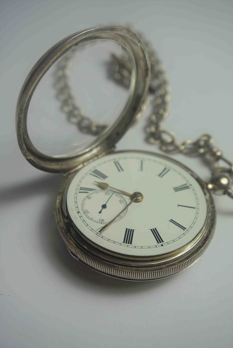 Victorian Silver Cased Pocket Watch, Having a white Enamel dial with Subsidiary seconds dial, With a - Image 4 of 4