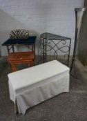 Mixed Lot of Furniture, To include a Vintage Card Table, Stool, Demi Lune Table, Plant Stand, Nest