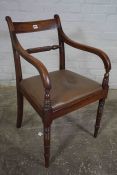 Regency Style Mahogany Carver Armchair, circa early 19th century, 85cm high,