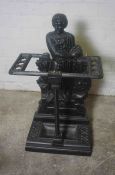 Ebonised Metal Stick Stand, Decorated with an Applied figure of Robert the Bruce, With Drip tray,