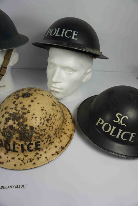 Collection of WWII and Later Steel Police Helmets, To include an Inspector Issue Helmet, Home - Image 2 of 6