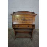 Vintage Oak Secretaire Bookcase, Having a Fall front above Open shelving, 110cm high, 81cm wide,