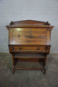 Vintage Oak Secretaire Bookcase, Having a Fall front above Open shelving, 110cm high, 81cm wide,