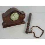 Edwardian Mahogany Inlaid Mantel Clock, Having a French movement, 18cm high, 23cm wide, Also with