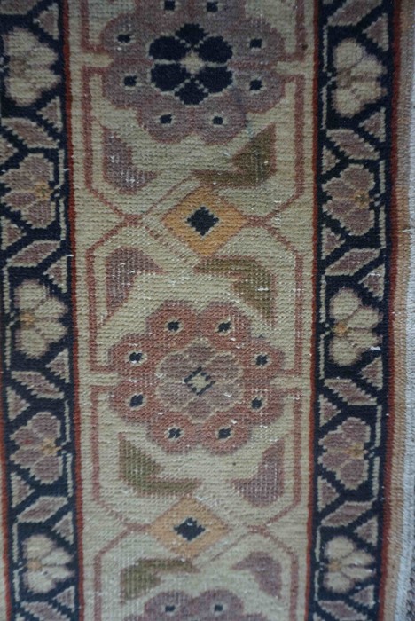 Turkish Herekeh Rug, Decorated with six rows of three Geometric Medallions on a Beige ground, - Image 4 of 7