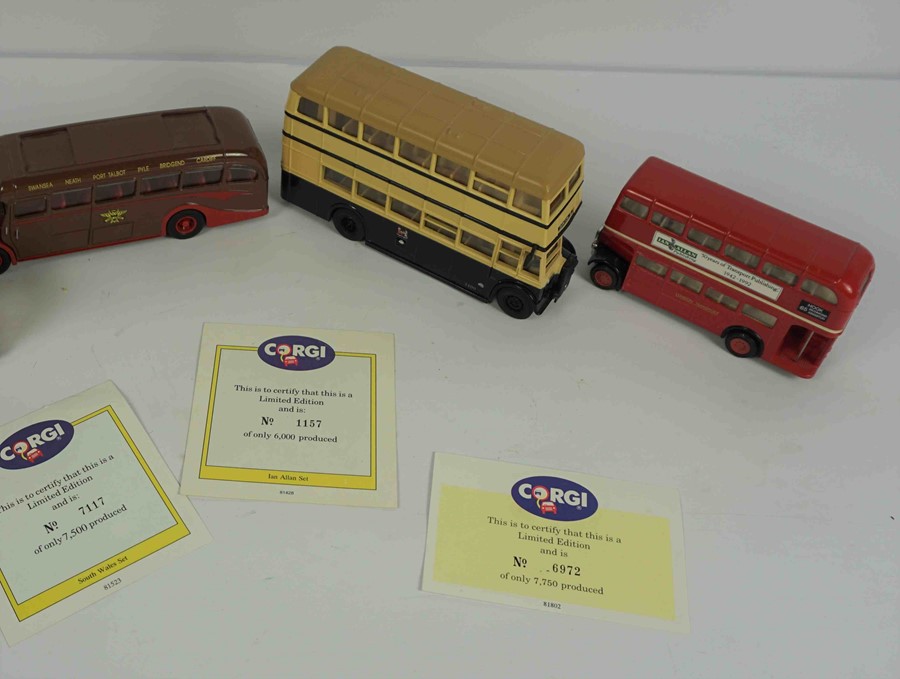 Four Corgi Model Buses, Comprising of a Bedford Q - B - Coach, AEC Regal Coach, London Red Bus, No 9 - Image 2 of 4