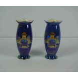 Pair of Carlton Ware "Japanese Design" Lustre Vases, Decorated with Enamel and Gilded Pagodas and