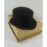 S. Patey of London, Vintage Black Silk Top Hat, Interior Dimensions 14cm x 20.5cm, In Cardboard Box