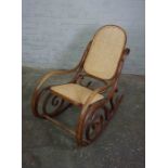 Bentwood Style Cane Rocking Chair, 88cm high