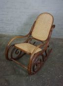 Bentwood Style Cane Rocking Chair, 88cm high