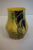 Carlton Ware Art Deco "Spangled Tree" Lustre Vase, Decorated with panels of Black Trees and Orange