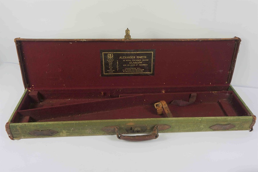 Vintage Army Style Canvas Gun Case, Having label to the fitted interior for Alexander Martin,