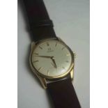 Omega 9ct Gold Cased Gents Wristwatch, Swiss Made, Having Baton markers and a Subsidiary Seconds