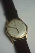 Omega 9ct Gold Cased Gents Wristwatch, Swiss Made, Having Baton markers and a Subsidiary Seconds