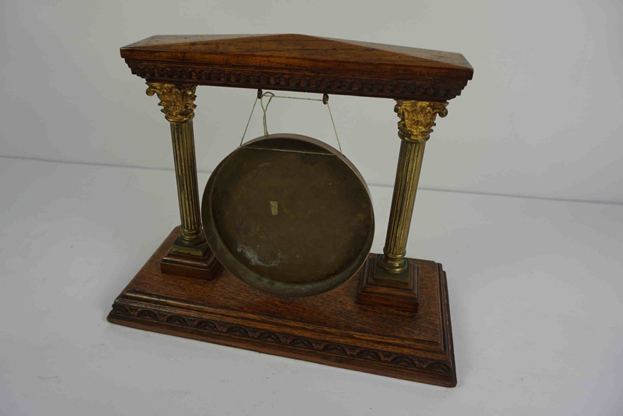 Oak and Brass Dinner Gong, 26cm high, 32.5cm wide, 15.5cm deepCondition reportThe age is - Image 4 of 4