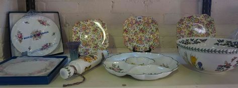 Mixed Lot of Porcelain, To include a Portmeirion Botanical Garden Bowl and Rolling Pin, Two Boxed