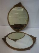 Pair of Gilt Framed Oval Wall Mirrors, Having moulded Fruit and Vine decoration, 46cm high, 34cm