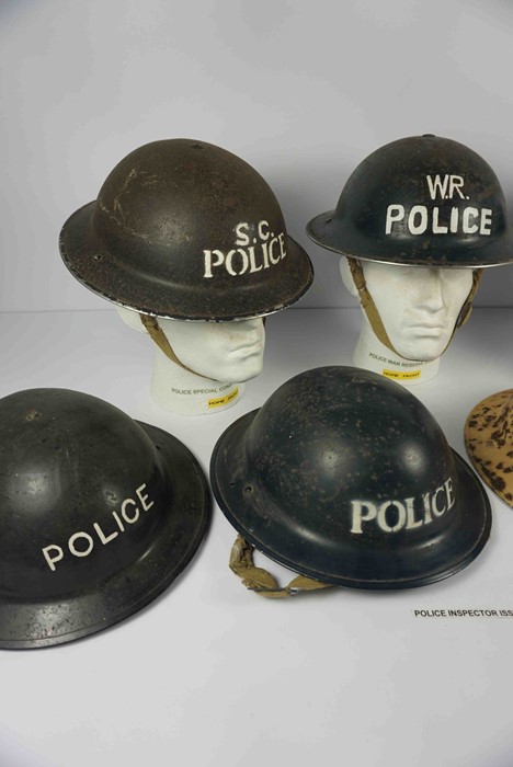 Collection of WWII and Later Steel Police Helmets, To include an Inspector Issue Helmet, Home - Image 3 of 6