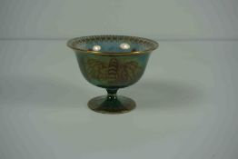 Carlton Ware Lustre Bowl, Decorated with Gilded and Enamel Butterflies on a Green ground, With an