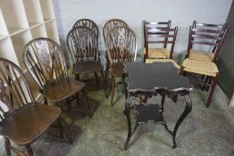 Set of Four Italian Chairs, Having Rush type Seats, 86cm high, Also with a Set of six Wheel Back