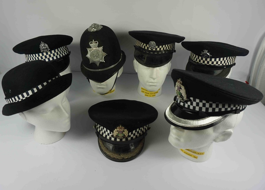 Collection of Police Caps, To include a Metropolitan Police Inspector and Chief Inspector Cap,